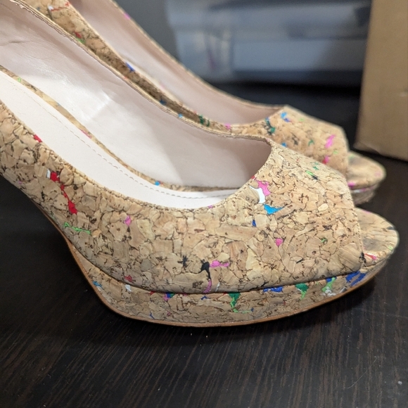 Vince Camuto Women's Cork Peep Toe Heels - Multicolor - Picture 7 of 7